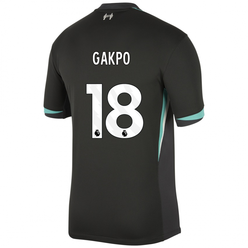 Niño Camiseta Cody Gakpo #18 Negro Antracita Blanco 2ª Equipación 2024/25 La Camisa Perú