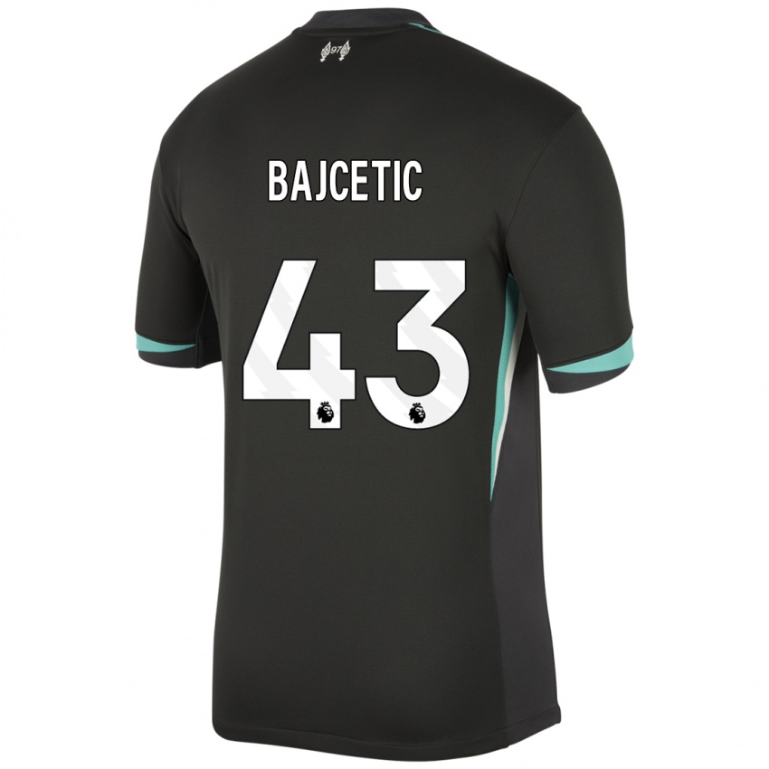 Niño Camiseta Stefan Bajcetic #43 Negro Antracita Blanco 2ª Equipación 2024/25 La Camisa Perú