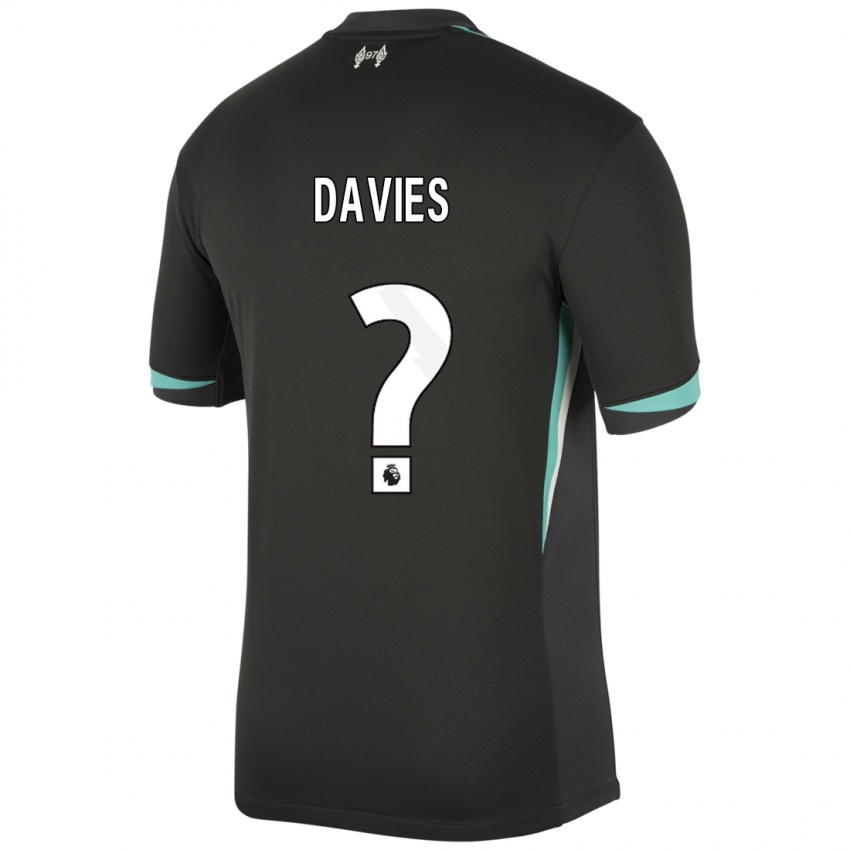 Niño Camiseta Harvey Davies #0 Negro Antracita Blanco 2ª Equipación 2024/25 La Camisa Perú