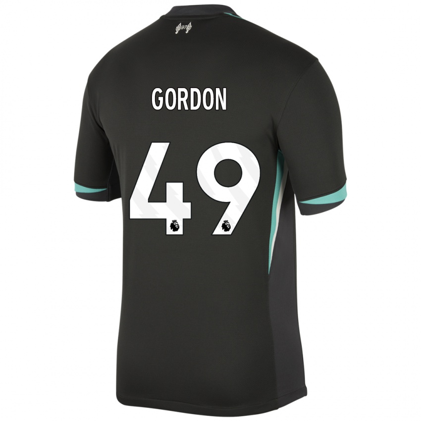 Niño Camiseta Kaide Gordon #49 Negro Antracita Blanco 2ª Equipación 2024/25 La Camisa Perú