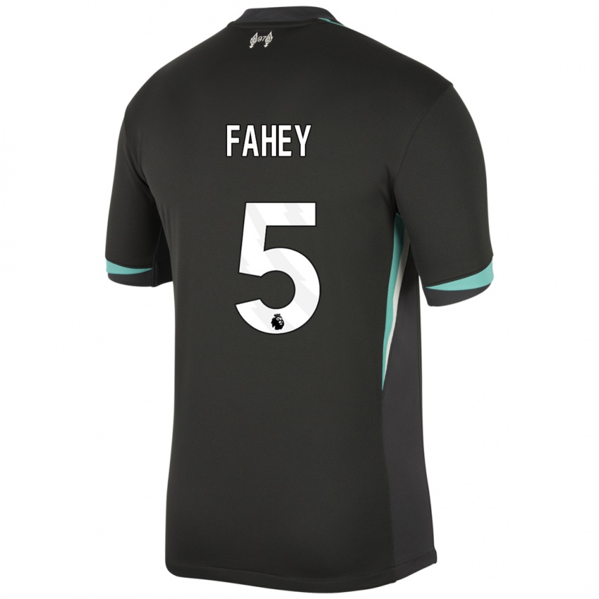 Niño Camiseta Niamh Fahey #5 Negro Antracita Blanco 2ª Equipación 2024/25 La Camisa Perú