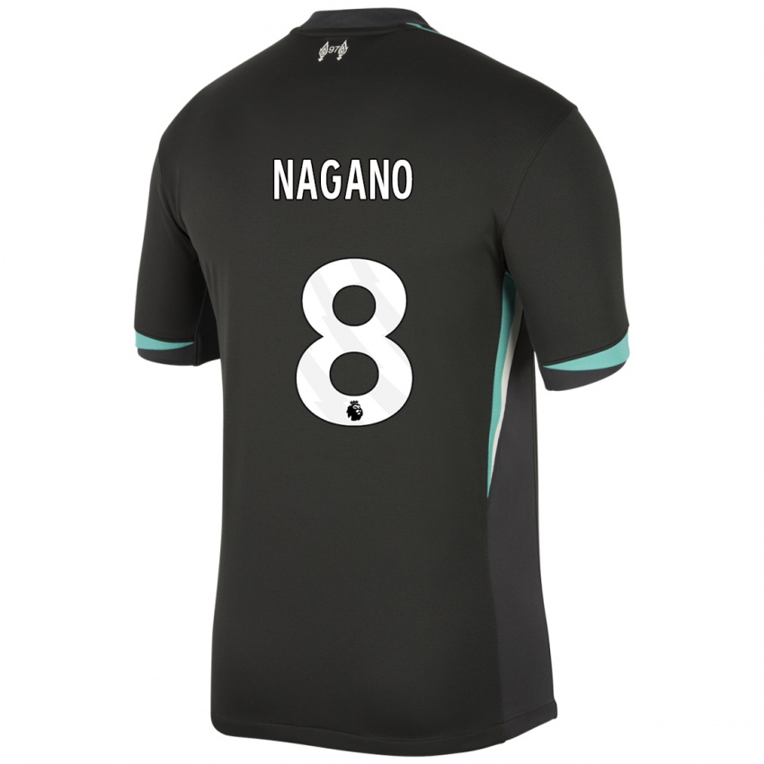 Niño Camiseta Fūka Nagano #8 Negro Antracita Blanco 2ª Equipación 2024/25 La Camisa Perú