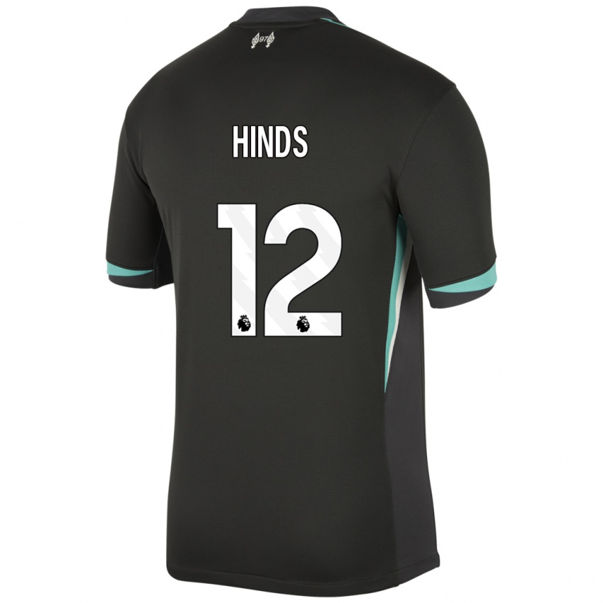 Niño Camiseta Taylor Hinds #12 Negro Antracita Blanco 2ª Equipación 2024/25 La Camisa Perú