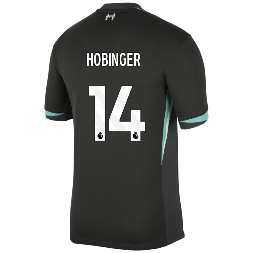 Niño Camiseta Marie Höbinger #14 Negro Antracita Blanco 2ª Equipación 2024/25 La Camisa Perú