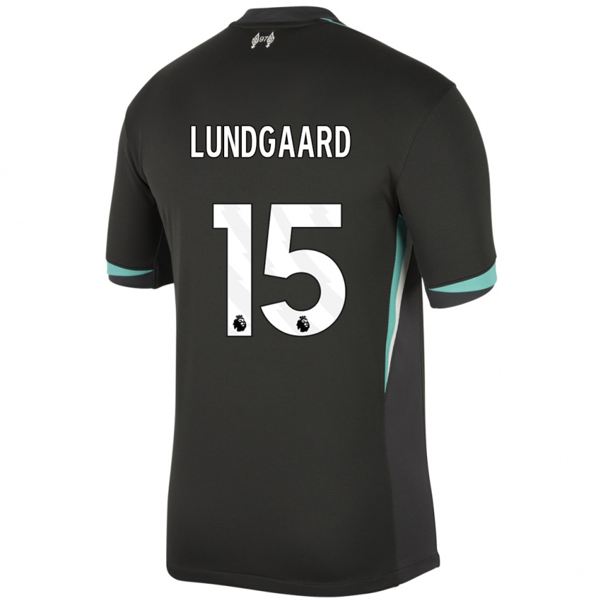 Niño Camiseta Sofie Lundgaard #15 Negro Antracita Blanco 2ª Equipación 2024/25 La Camisa Perú