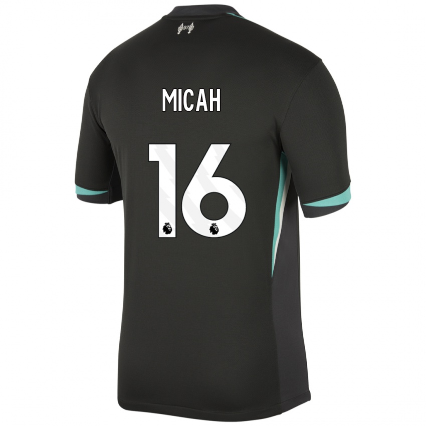 Niño Camiseta Teagan Micah #16 Negro Antracita Blanco 2ª Equipación 2024/25 La Camisa Perú