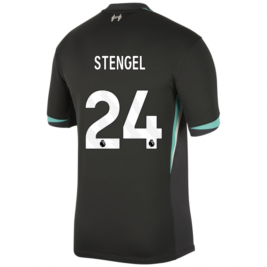 Niño Camiseta Katie Stengel #24 Negro Antracita Blanco 2ª Equipación 2024/25 La Camisa Perú