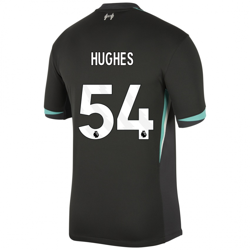 Niño Camiseta Liam Hughes #54 Negro Antracita Blanco 2ª Equipación 2024/25 La Camisa Perú