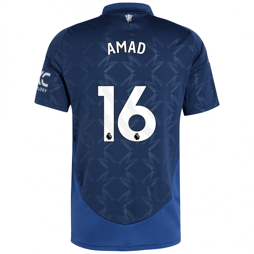 Niño Camiseta Amad Diallo #16 Índigo 2ª Equipación 2024/25 La Camisa Perú