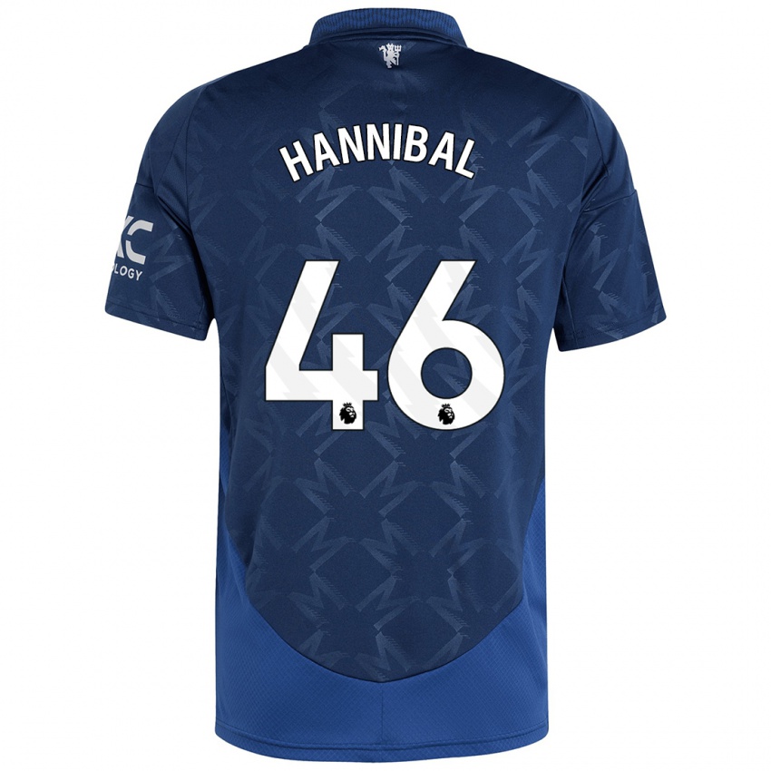 Niño Camiseta Hannibal Mejbri #46 Índigo 2ª Equipación 2024/25 La Camisa Perú