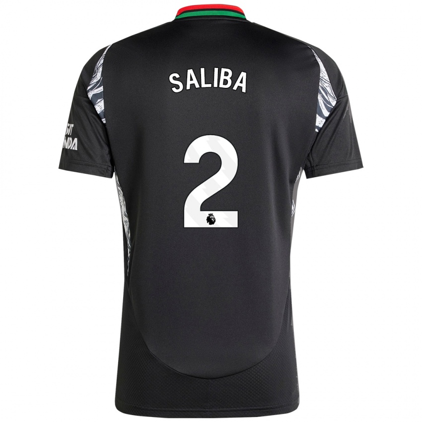 Niño Camiseta William Saliba #2 Negro 2ª Equipación 2024/25 La Camisa Perú