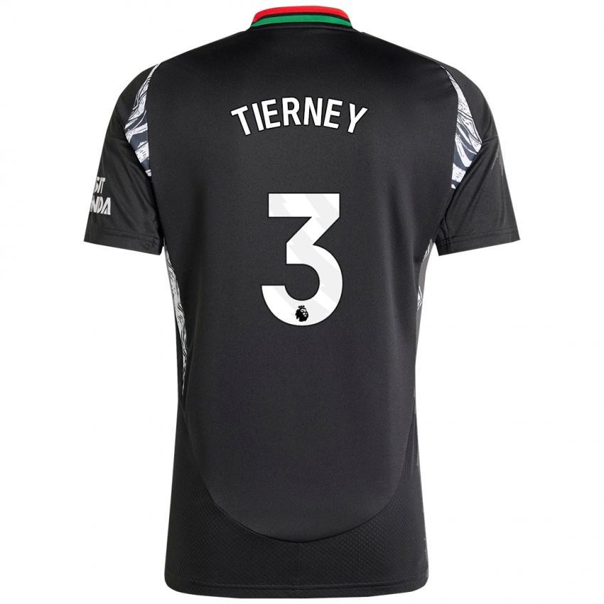 Niño Camiseta Kieran Tierney #3 Negro 2ª Equipación 2024/25 La Camisa Perú