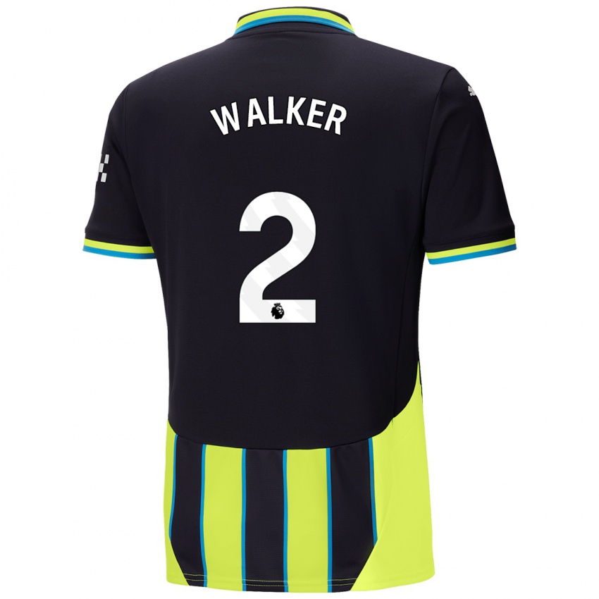 Niño Camiseta Kyle Walker #2 Azul Amarillo 2ª Equipación 2024/25 La Camisa Perú