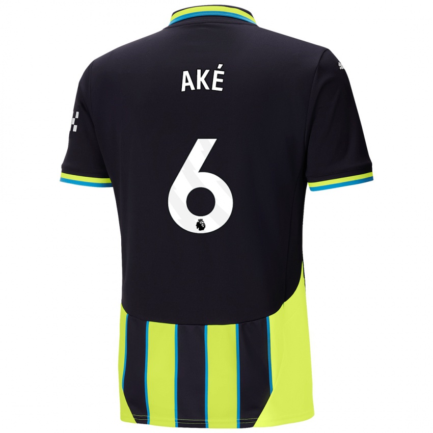 Niño Camiseta Nathan Ake #6 Azul Amarillo 2ª Equipación 2024/25 La Camisa Perú