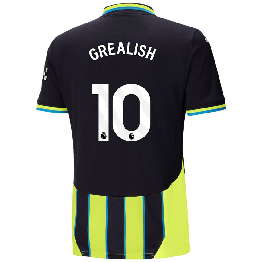 Niño Camiseta Jack Grealish #10 Azul Amarillo 2ª Equipación 2024/25 La Camisa Perú