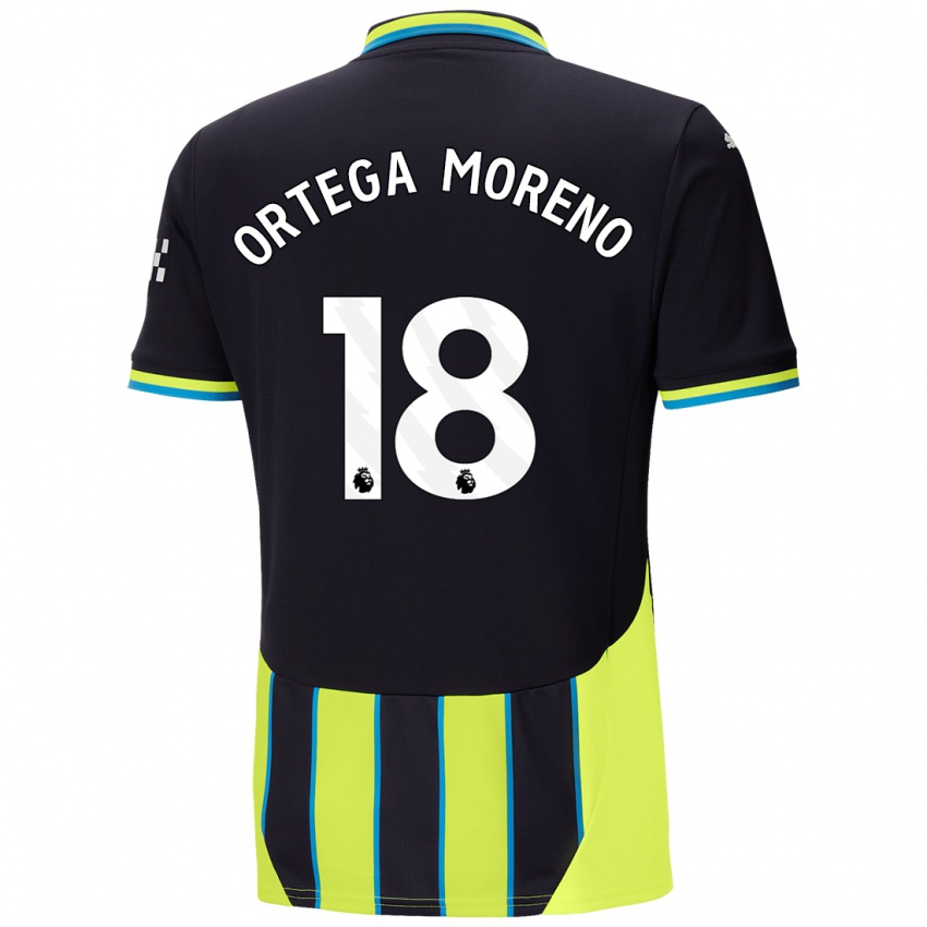 Niño Camiseta Stefan Ortega Moreno #18 Azul Amarillo 2ª Equipación 2024/25 La Camisa Perú