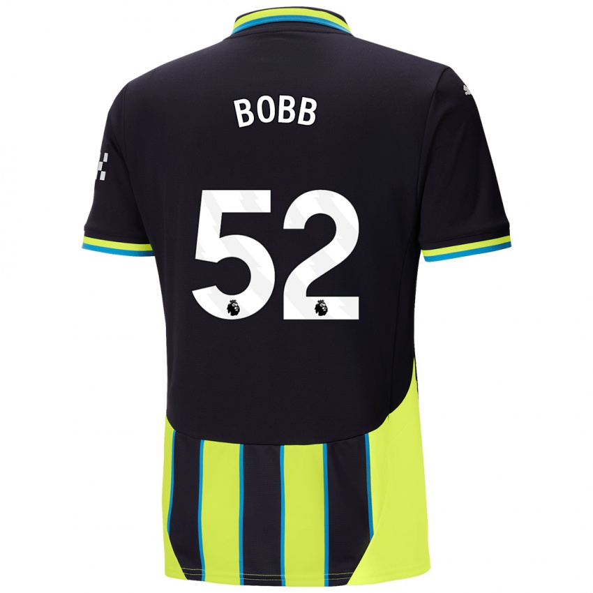 Niño Camiseta Oscar Bobb #52 Azul Amarillo 2ª Equipación 2024/25 La Camisa Perú