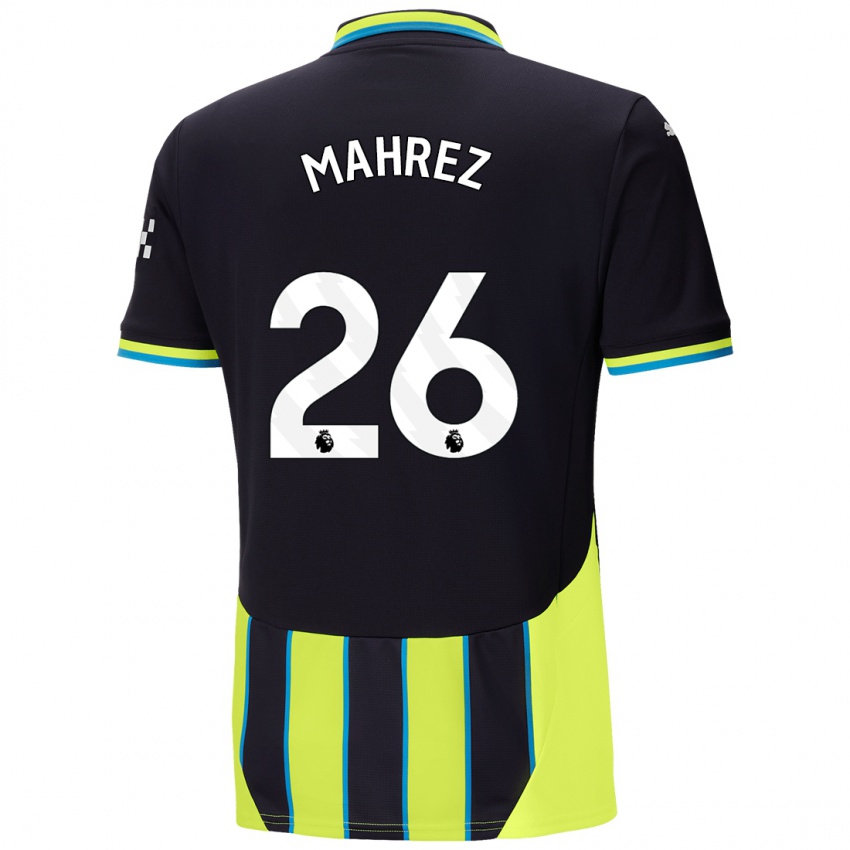 Niño Camiseta Riyad Mahrez #26 Azul Amarillo 2ª Equipación 2024/25 La Camisa Perú