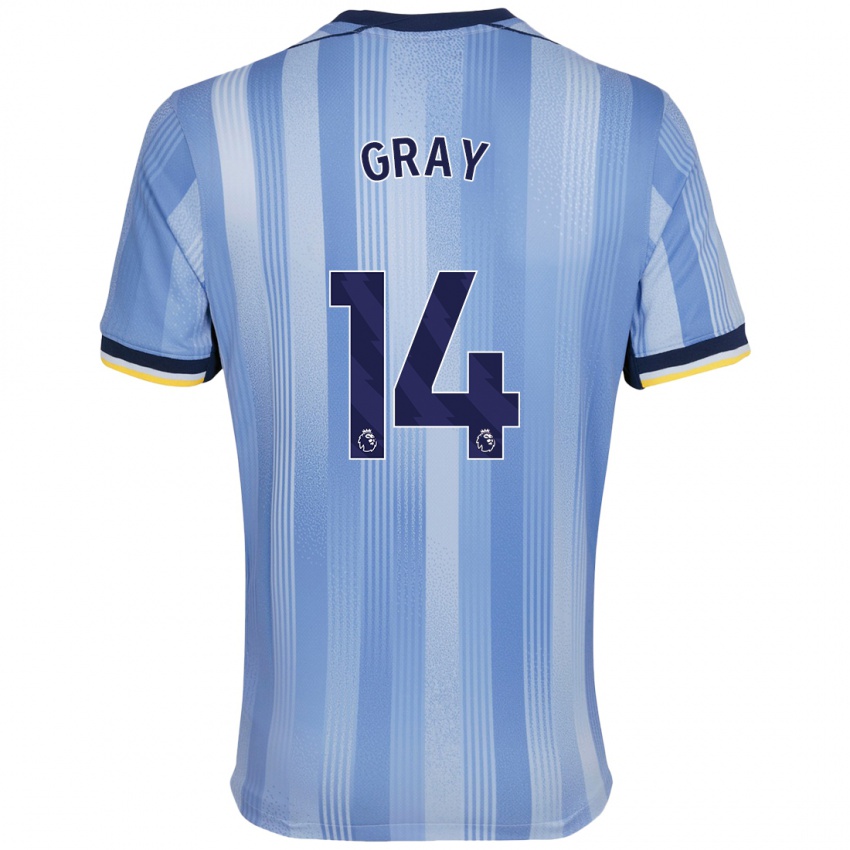 Niño Camiseta Archie Gray #14 Azul Claro 2ª Equipación 2024/25 La Camisa Perú