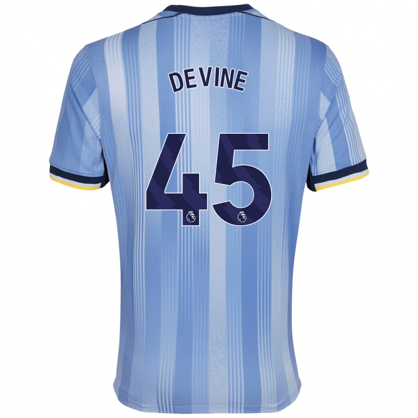 Niño Camiseta Alfie Devine #45 Azul Claro 2ª Equipación 2024/25 La Camisa Perú