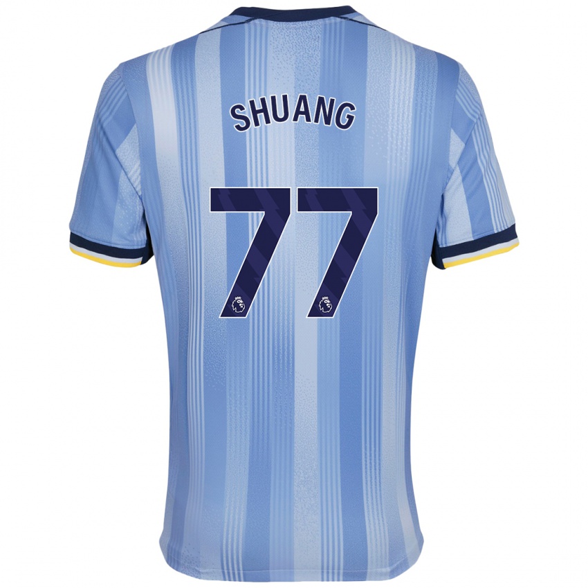 Niño Camiseta Wang Shuang #77 Azul Claro 2ª Equipación 2024/25 La Camisa Perú