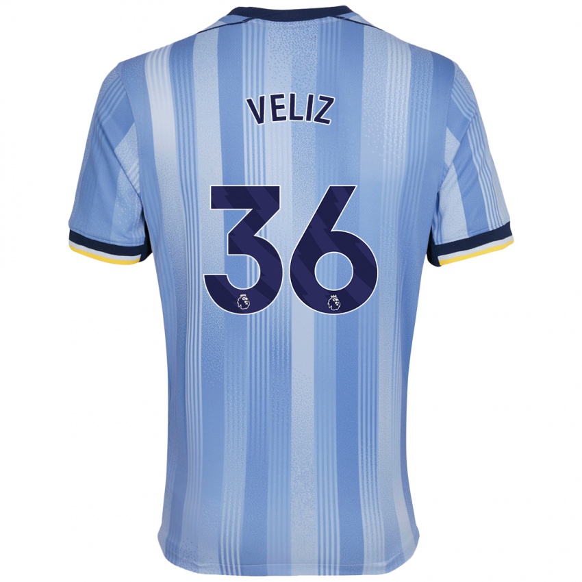 Niño Camiseta Alejo Véliz #36 Azul Claro 2ª Equipación 2024/25 La Camisa Perú