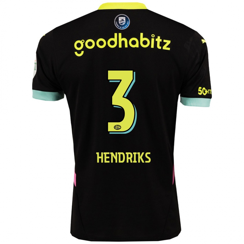 Niño Camiseta Gwyneth Hendriks #3 Negro Amarillo 2ª Equipación 2024/25 La Camisa Perú