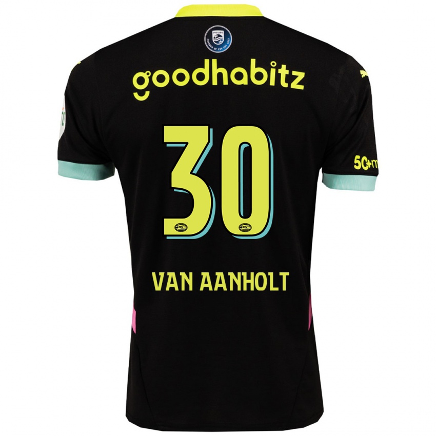 Niño Camiseta Patrick Van Aanholt #30 Negro Amarillo 2ª Equipación 2024/25 La Camisa Perú