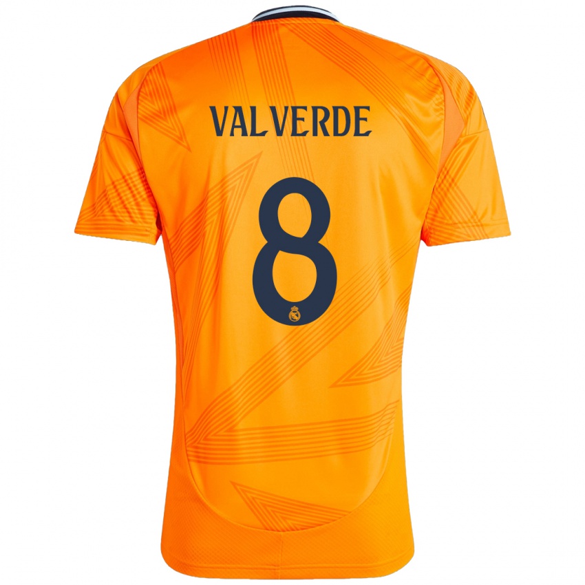 Niño Camiseta Federico Valverde #8 Naranja 2ª Equipación 2024/25 La Camisa Perú