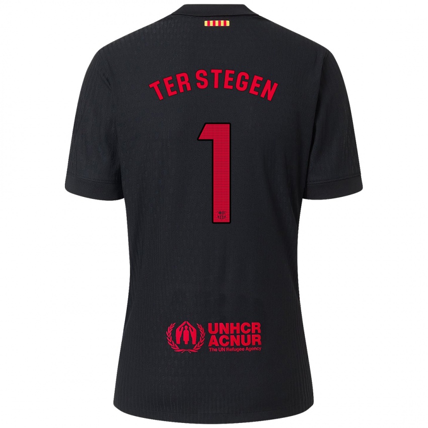 Niño Camiseta Marc-Andre Ter Stegen #1 Negro Rojo 2ª Equipación 2024/25 La Camisa Perú