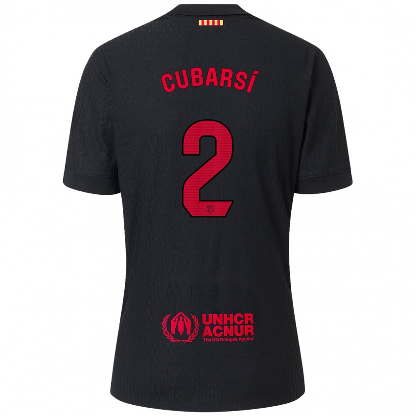 Niño Camiseta Pau Cubarsí #2 Negro Rojo 2ª Equipación 2024/25 La Camisa Perú