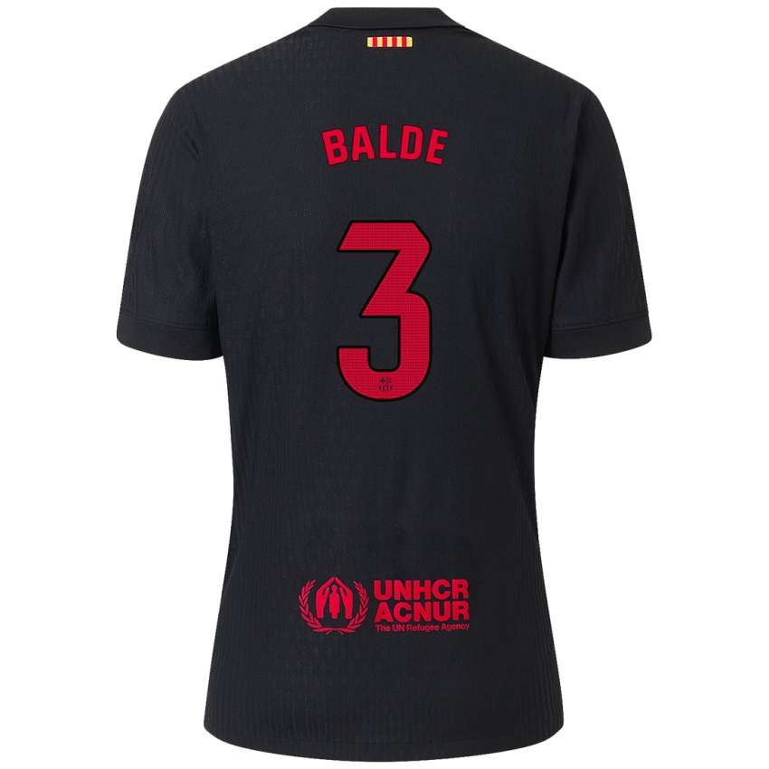 Niño Camiseta Alejandro Balde #3 Negro Rojo 2ª Equipación 2024/25 La Camisa Perú