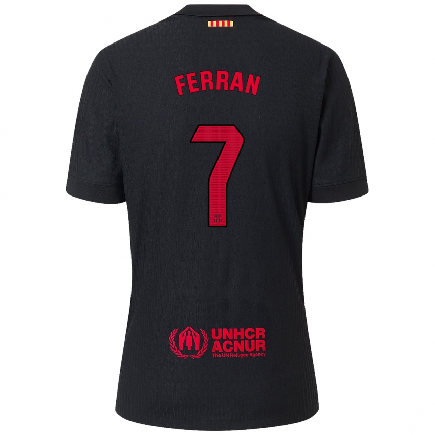 Niño Camiseta Ferran Torres #7 Negro Rojo 2ª Equipación 2024/25 La Camisa Perú