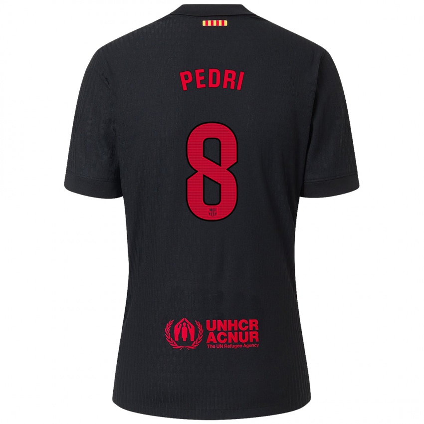 Niño Camiseta Pedri #8 Negro Rojo 2ª Equipación 2024/25 La Camisa Perú