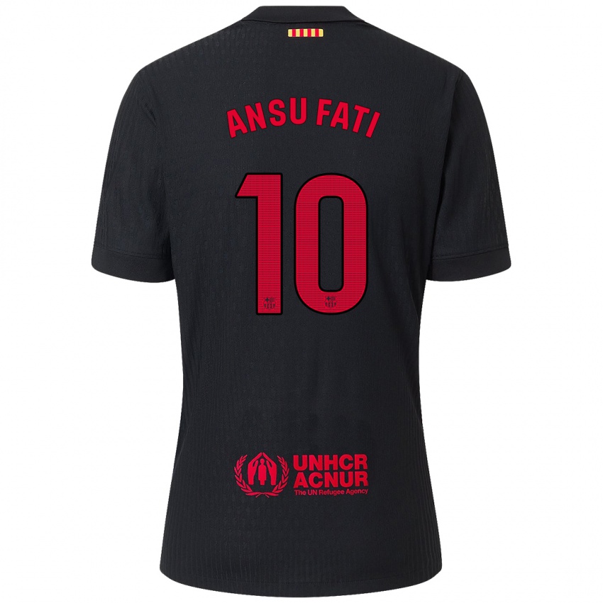 Niño Camiseta Ansu Fati #10 Negro Rojo 2ª Equipación 2024/25 La Camisa Perú