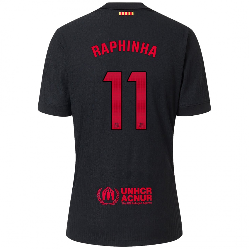 Niño Camiseta Raphinha #11 Negro Rojo 2ª Equipación 2024/25 La Camisa Perú