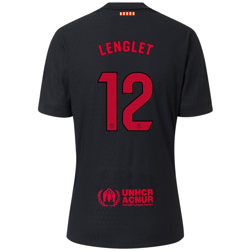 Niño Camiseta Clement Lenglet #12 Negro Rojo 2ª Equipación 2024/25 La Camisa Perú