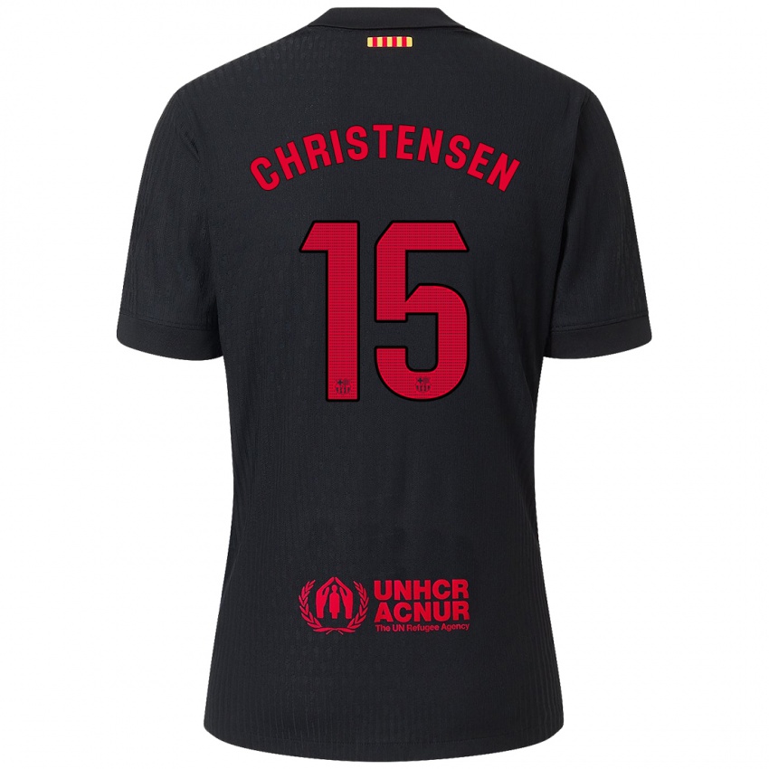 Niño Camiseta Andreas Christensen #15 Negro Rojo 2ª Equipación 2024/25 La Camisa Perú