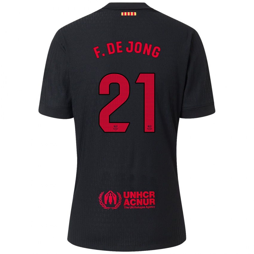 Niño Camiseta Frenkie De Jong #21 Negro Rojo 2ª Equipación 2024/25 La Camisa Perú