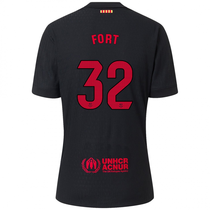 Niño Camiseta Héctor Fort #32 Negro Rojo 2ª Equipación 2024/25 La Camisa Perú