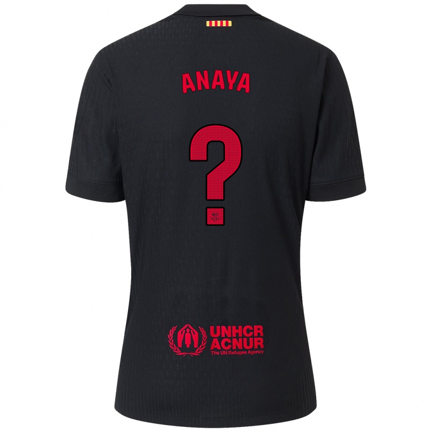 Niño Camiseta Joan Anaya #0 Negro Rojo 2ª Equipación 2024/25 La Camisa Perú