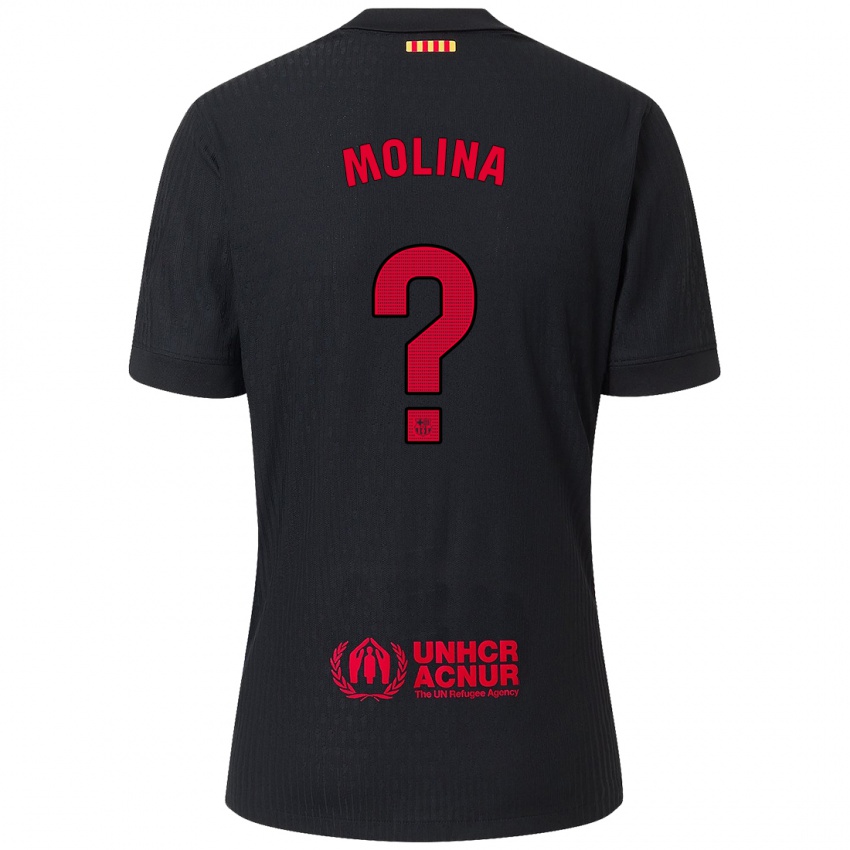 Niño Camiseta Jan Molina #0 Negro Rojo 2ª Equipación 2024/25 La Camisa Perú