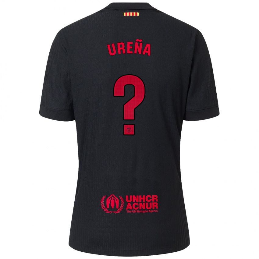 Niño Camiseta Óscar Ureña #0 Negro Rojo 2ª Equipación 2024/25 La Camisa Perú