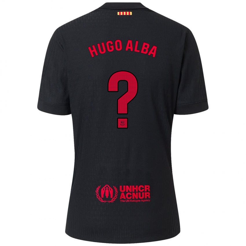 Niño Camiseta Hugo Alba #0 Negro Rojo 2ª Equipación 2024/25 La Camisa Perú