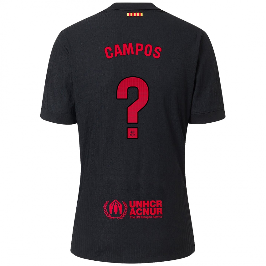 Niño Camiseta Alex Campos #0 Negro Rojo 2ª Equipación 2024/25 La Camisa Perú