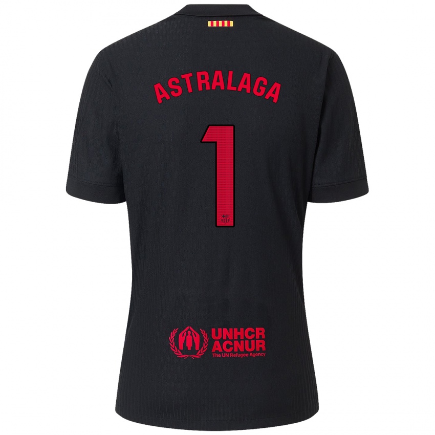 Niño Camiseta Ander Astralaga #1 Negro Rojo 2ª Equipación 2024/25 La Camisa Perú