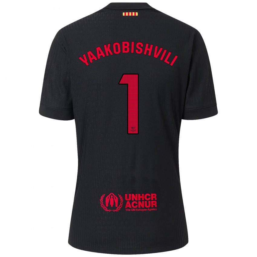 Niño Camiseta Áron Yaakobishvili #1 Negro Rojo 2ª Equipación 2024/25 La Camisa Perú