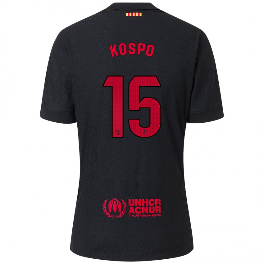 Niño Camiseta Eman Kospo #15 Negro Rojo 2ª Equipación 2024/25 La Camisa Perú