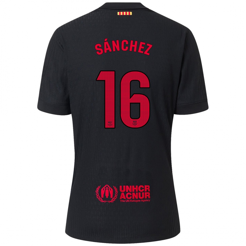 Niño Camiseta Edu Sánchez #16 Negro Rojo 2ª Equipación 2024/25 La Camisa Perú