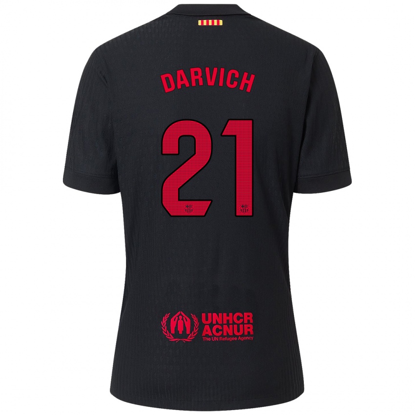 Niño Camiseta Noah Darvich #21 Negro Rojo 2ª Equipación 2024/25 La Camisa Perú